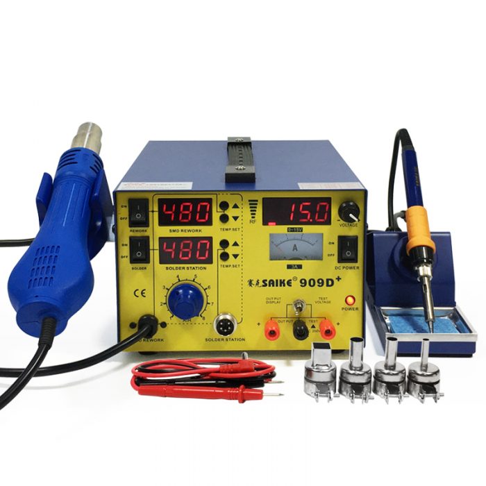賽克SAIKE 909D+ 風(fēng)機(jī)型 熱風(fēng)拆焊臺三合一 直流穩(wěn)壓電源 15V 3A 大功率烙鐵 穩(wěn)定款